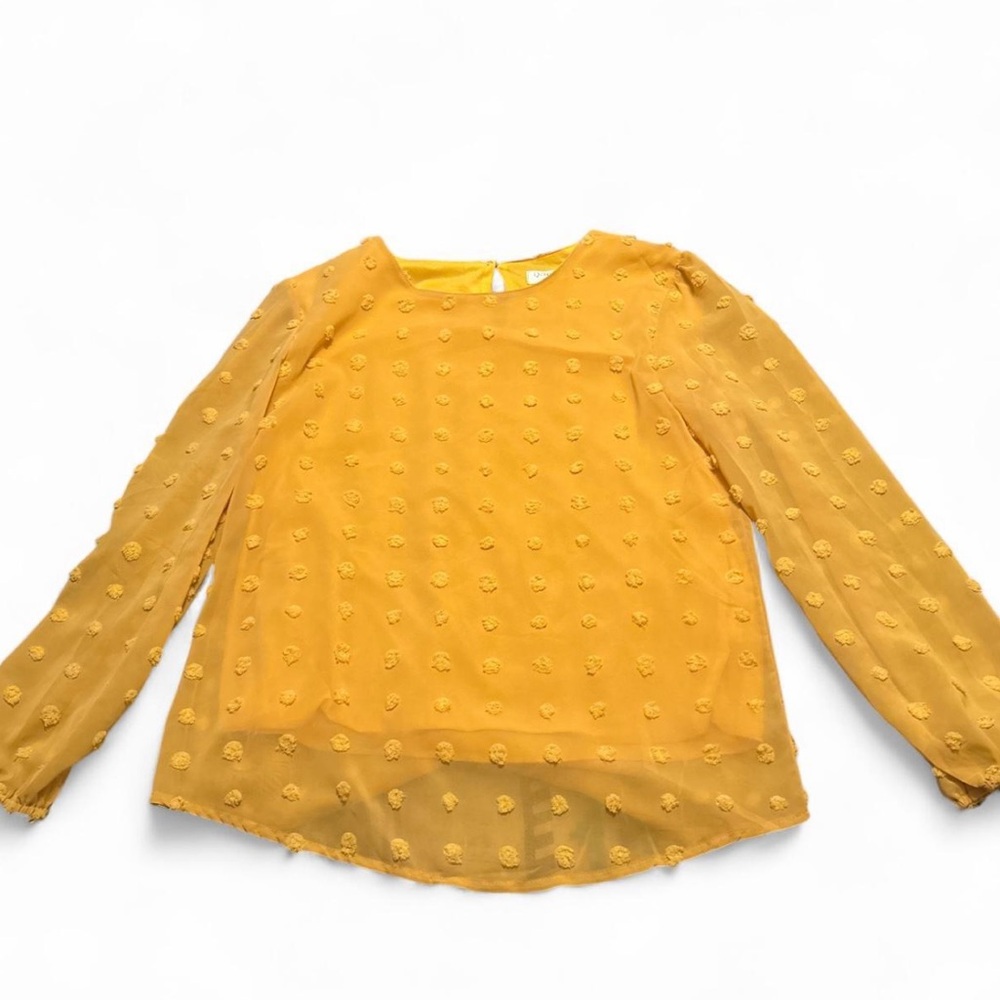Textured Yellow Long Sleeve Blouse